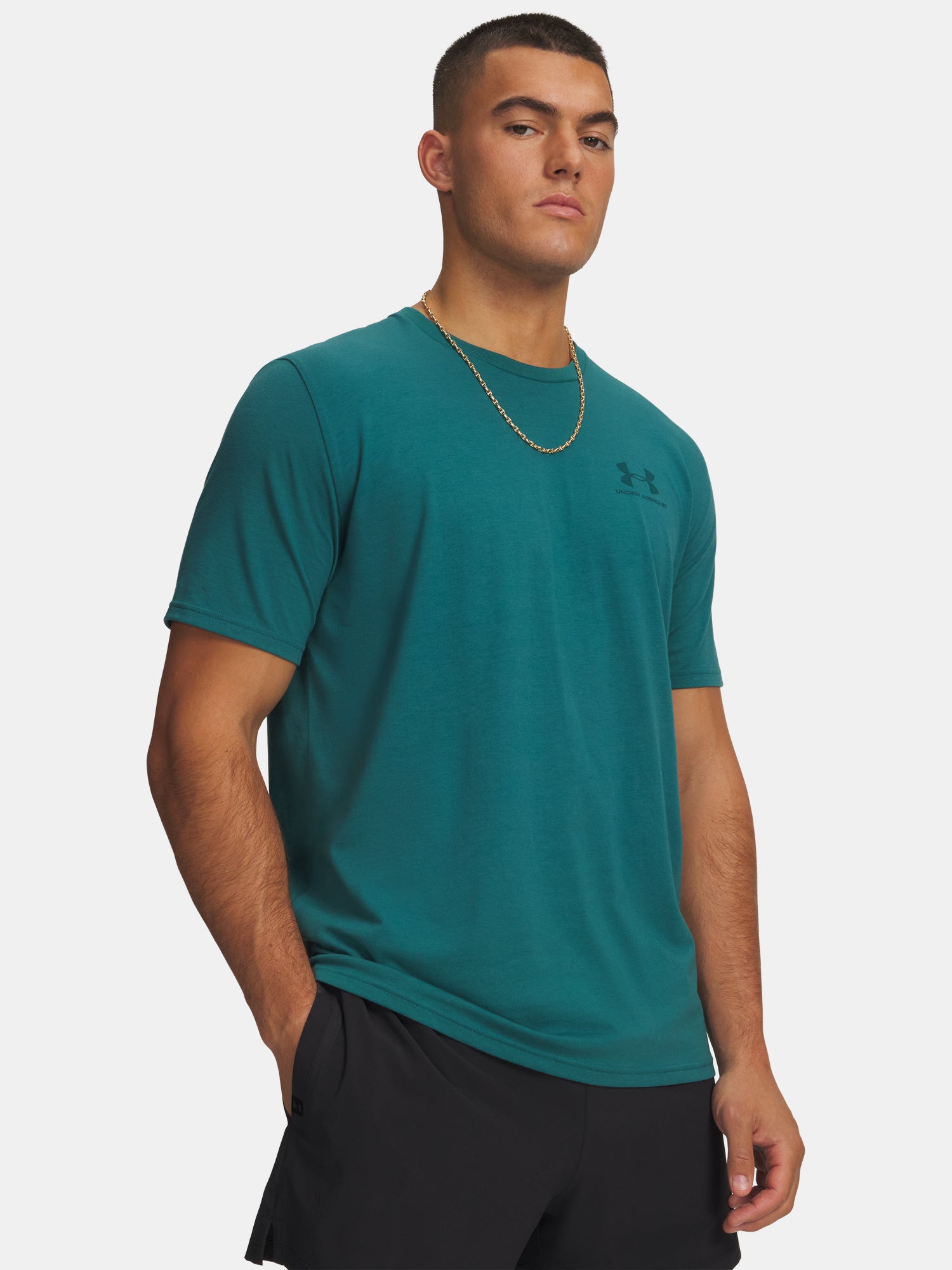 Férfi póló Under Armour UA M SPORTSTYLE LC SS-GRN