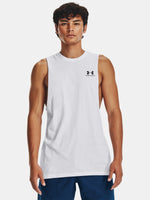 Férfi atléta Under Armour UA LEFT CHEST CUT OFF TANK-WHT