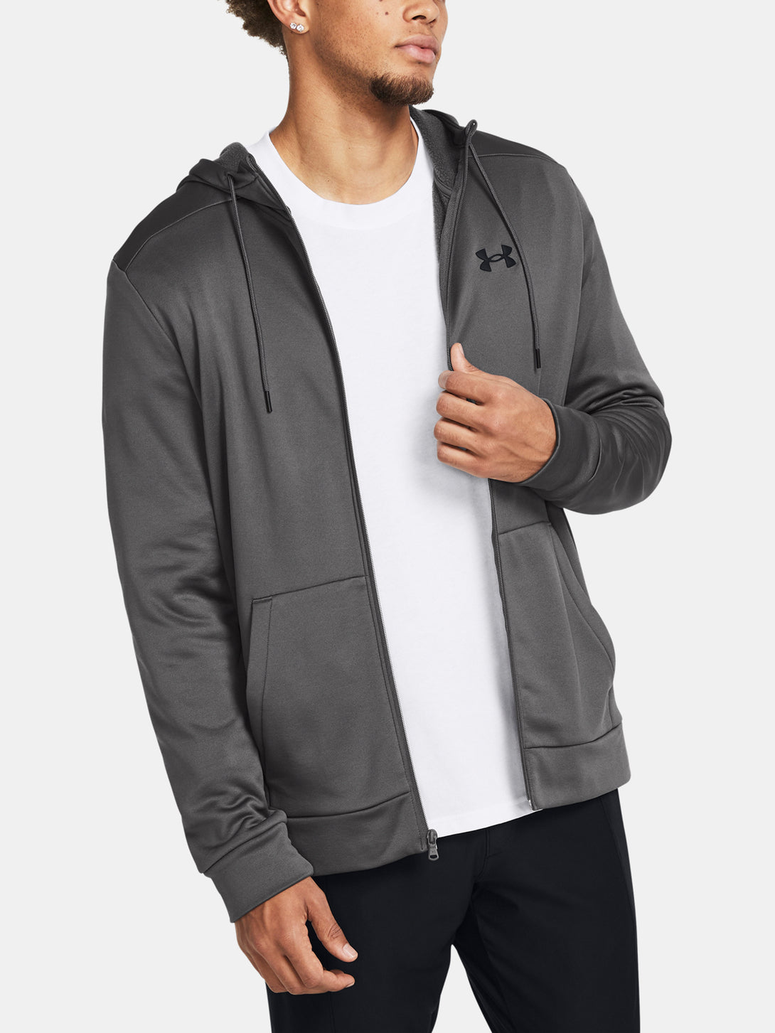 Under Armour Férfi pulóver UA Armour Fleece FZ Hoodie-GRY Kapucnis pulóver 