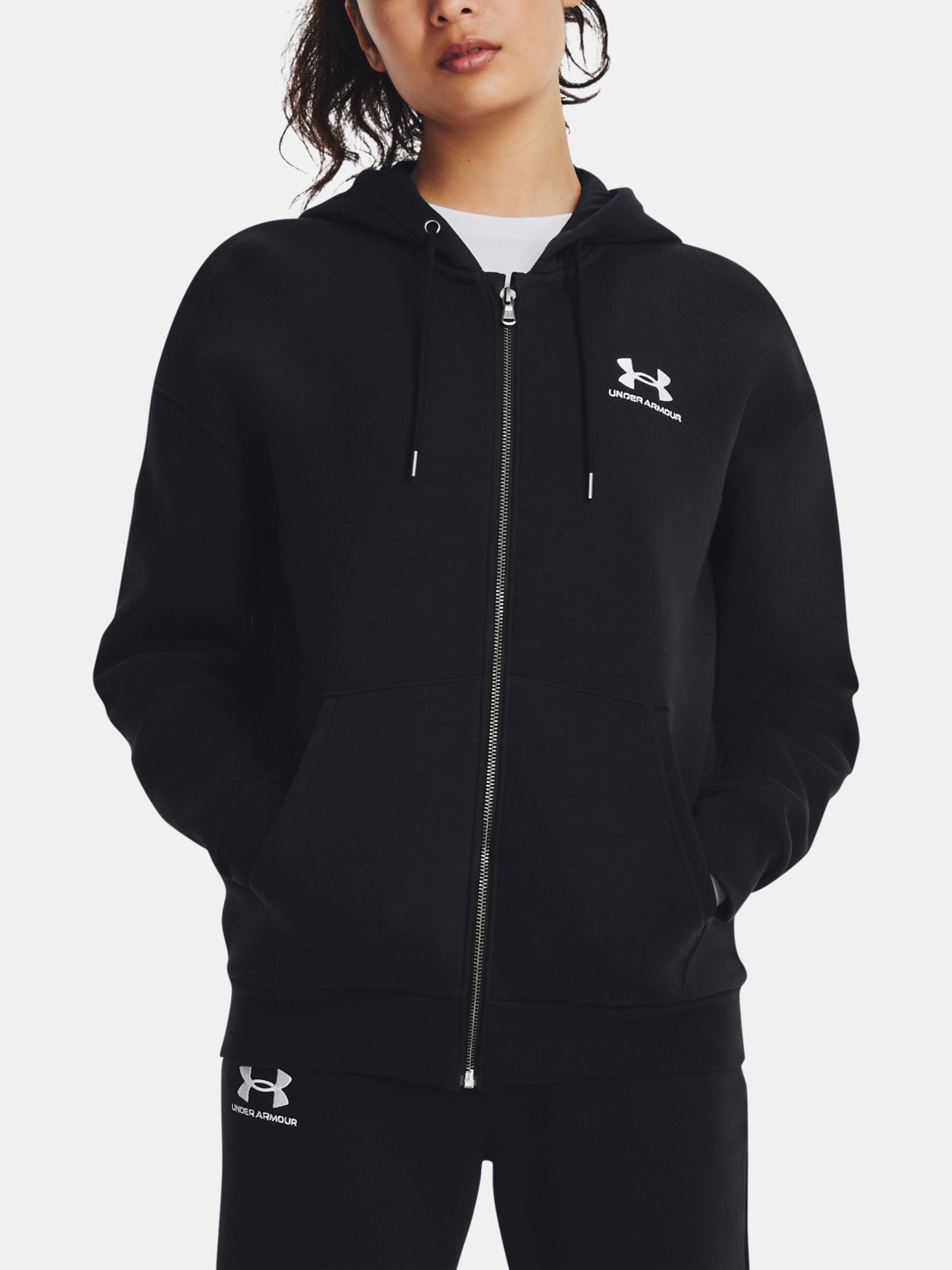 Under Armour Nõi Essential Fleece FZ Kapucnis pulóver  fekete