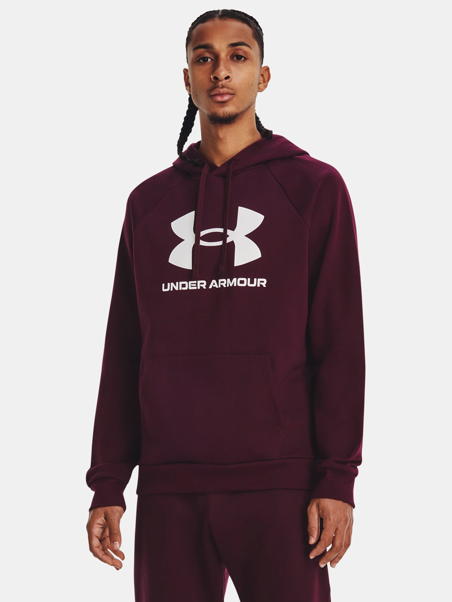 Under Armour Férfi UA Rival Fleece Logo HD Hosszú ujjú póló bordó