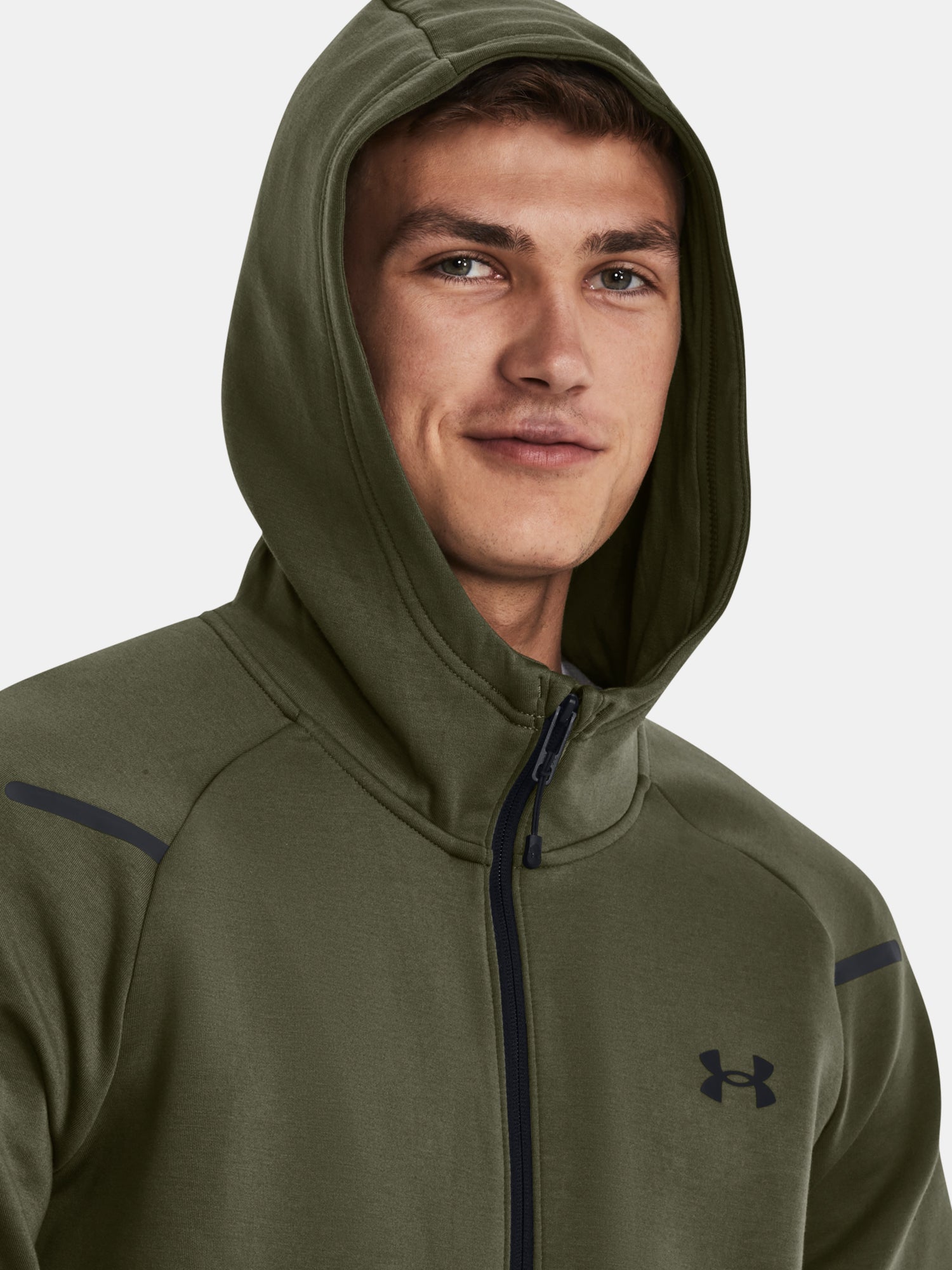 Under Armour Férfi UA Unstoppable Flc FZ Pulóver zöld