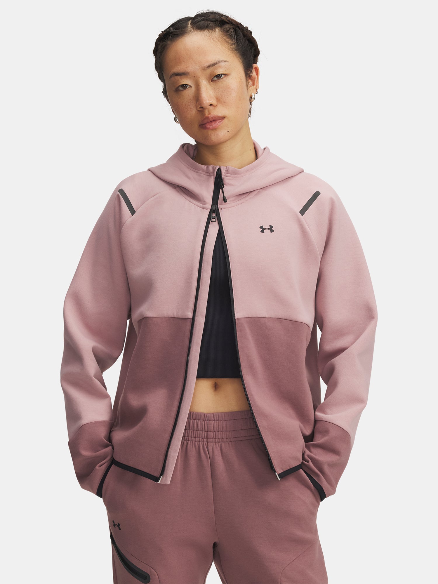 Under Armour Nõi pulóver Unstoppable Fleece FZ-PNK Kapucnis pulóver 