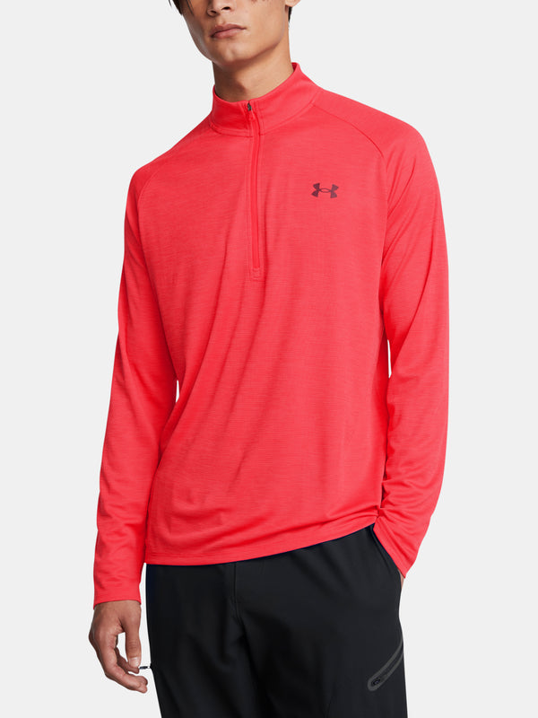 Under Armour Férfi UA Tech Textured 1/2 Zip-RED póló Hosszú ujjú póló