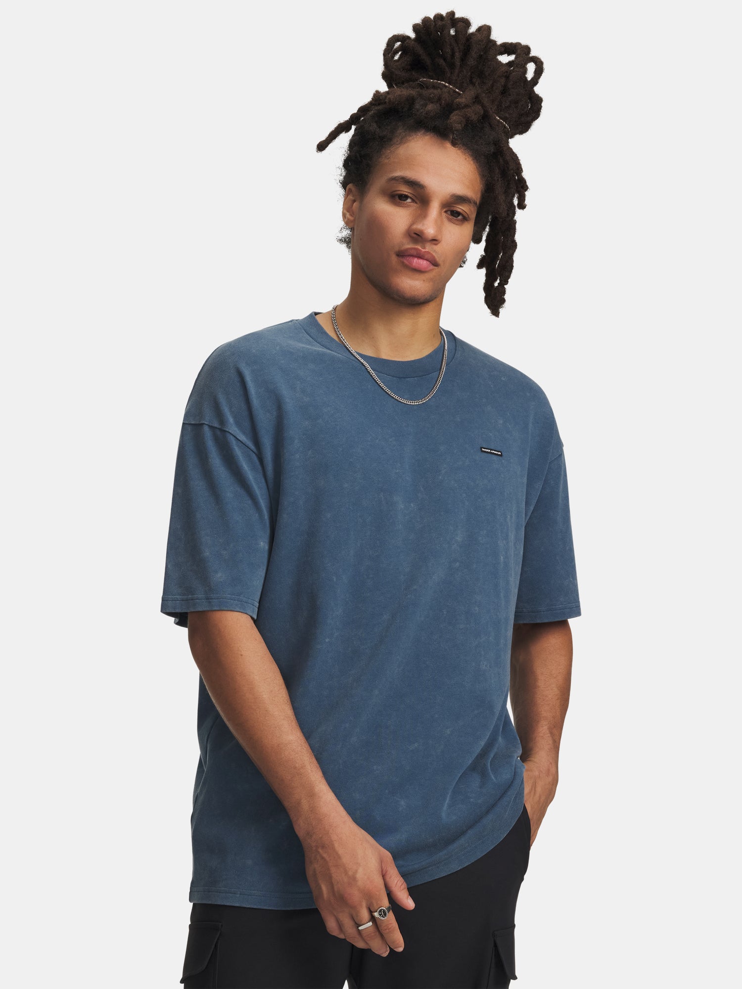 Férfi póló Under Armour UA M HW OS LOGO WASH SS-BLU