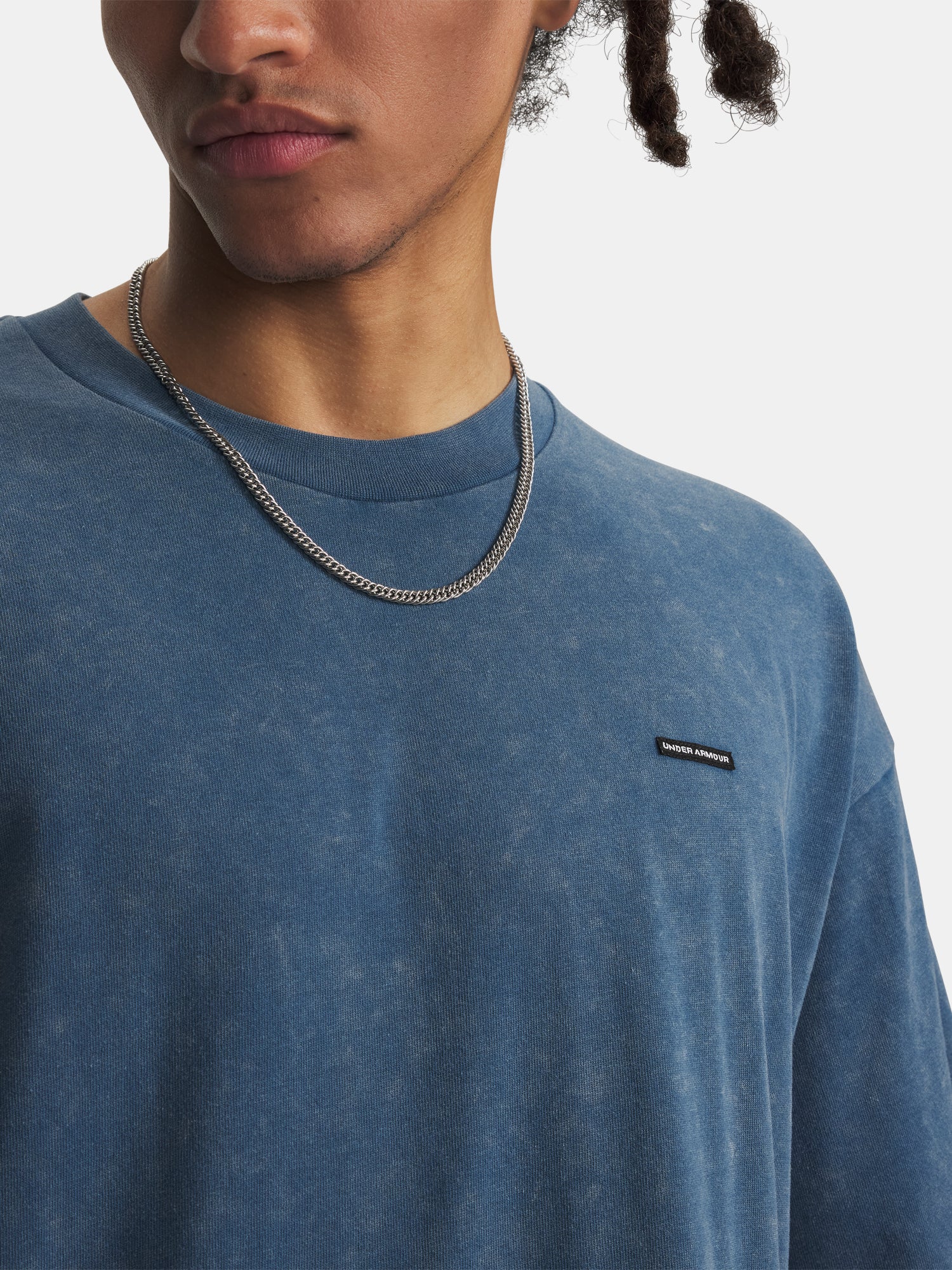Férfi póló Under Armour UA M HW OS LOGO WASH SS-BLU