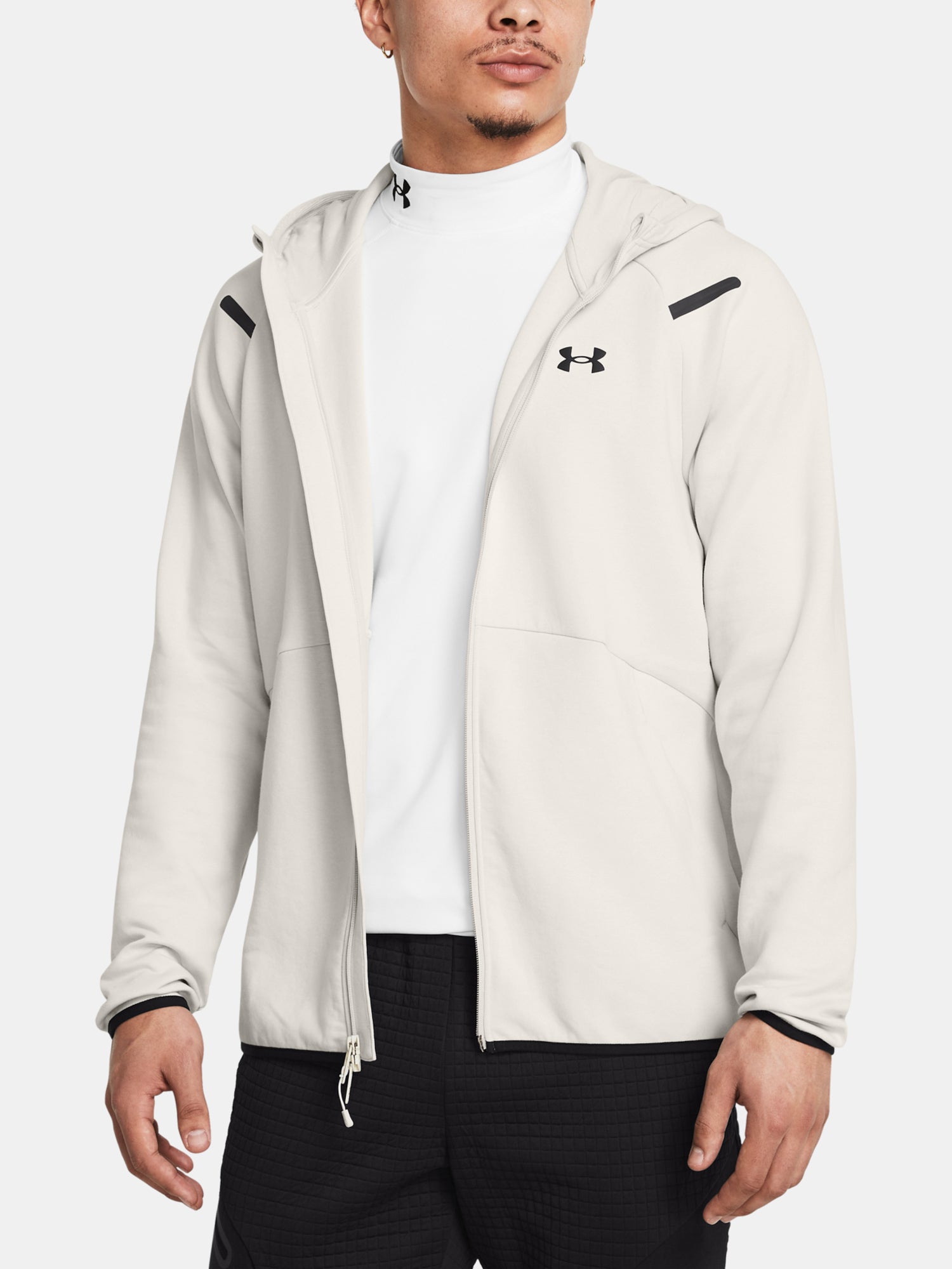 Under Armour Férfi pulóver UA Unstoppable Flc FZ HD EU-WHT Kapucnis pulóver 