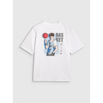 Boy's oversize T-shirt with print 4F gyerek 4FJRAW25TTSHM3062-10S
