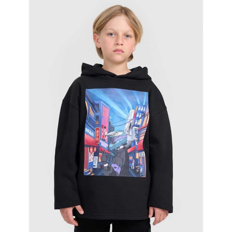 Boy's sweatshirt with hood, open, 4F gyerek 4FJRAW25TSWSM2345-20S
