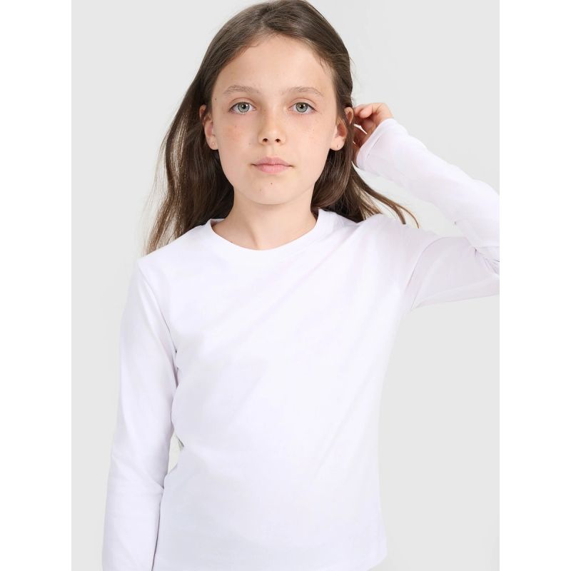 4F Girls' plain slim-fit long-sleeve top gyerek póló