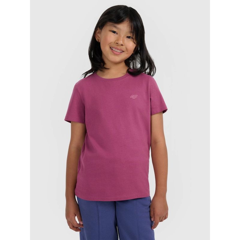 4F Girls' regular-fit plain T-shirt gyerek póló