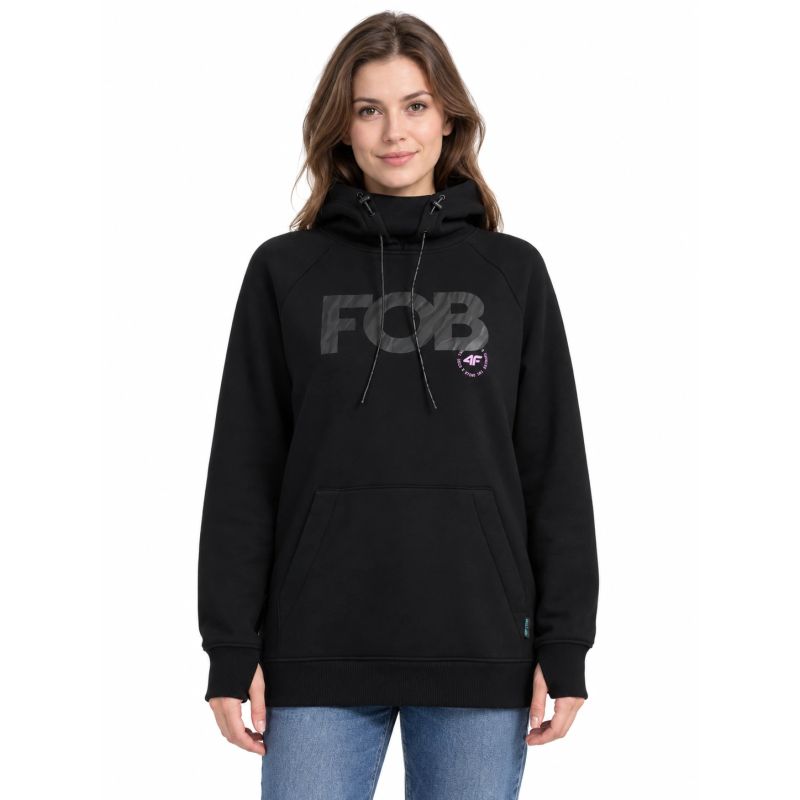 4F hooded sweatshirt with an additional stand-up collar and zippers in the pockets női kapucnis pulóver