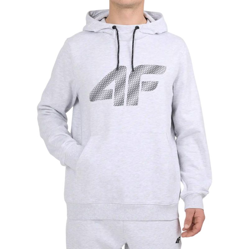 Men's sweatshirt 4F M2548 cool light melange 4FWMM00TSWSM2548 27M szürke férfi kapucnis pulóver