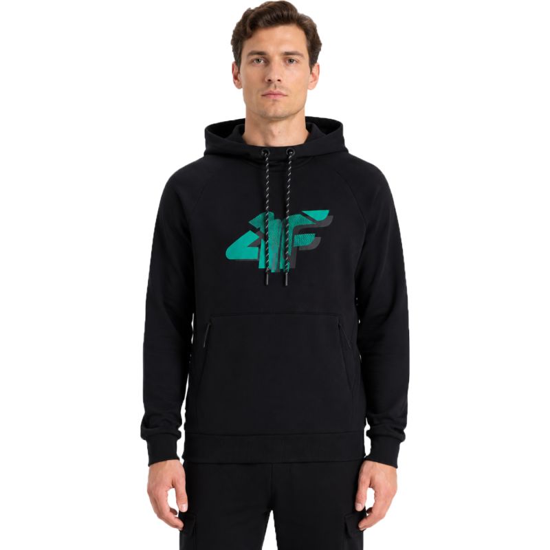 4F Men's sweatshirt M2241 deep 20S fekete férfi kapucnis pulóver 4FWSS26TSWSM224120S