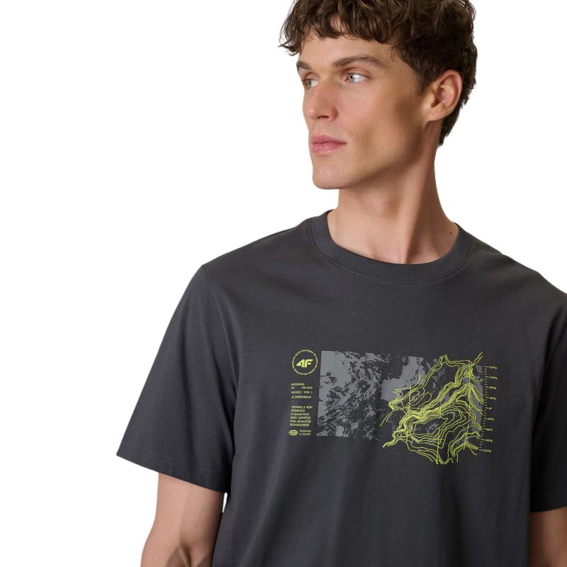 4F Men's T-shirt M2823 anthracite 22S férfi póló 4FWSS26TTSHM282322S