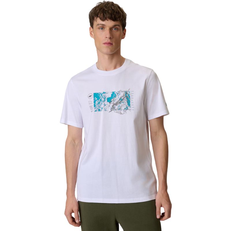 4F Men's T-shirt M2823 white 10S fehér férfi póló 4FWSS26TTSHM282310S