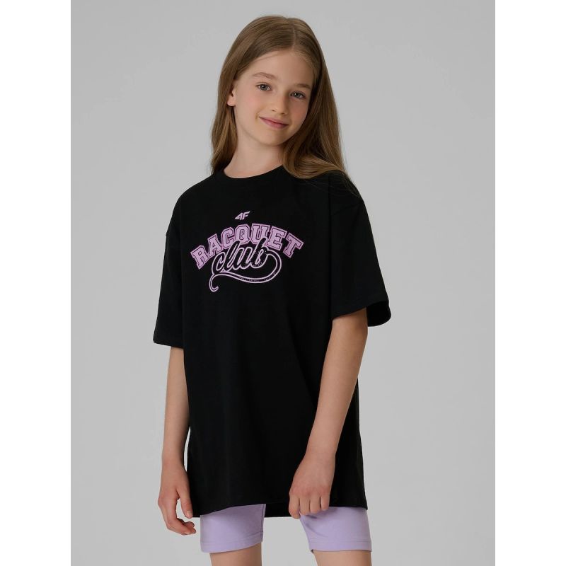 4F Oversized T-shirt with print for gyerek póló, 158/164 4FJRAW26TTSHF4242-20S
