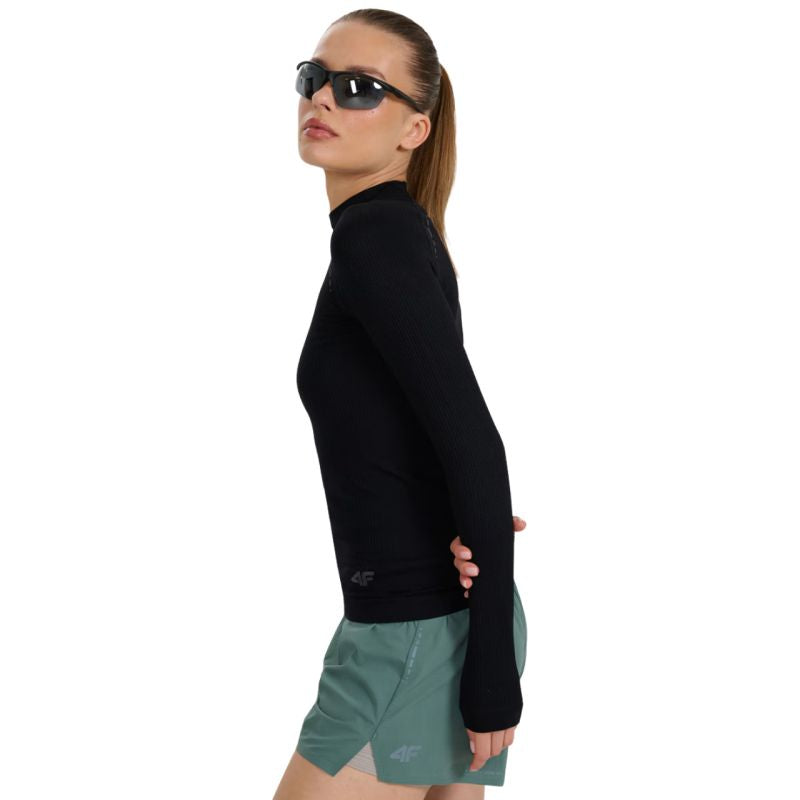 4f Women's longsleeve t-shirt F419 deep black Póló női 4FWAW25TFLOF41920S