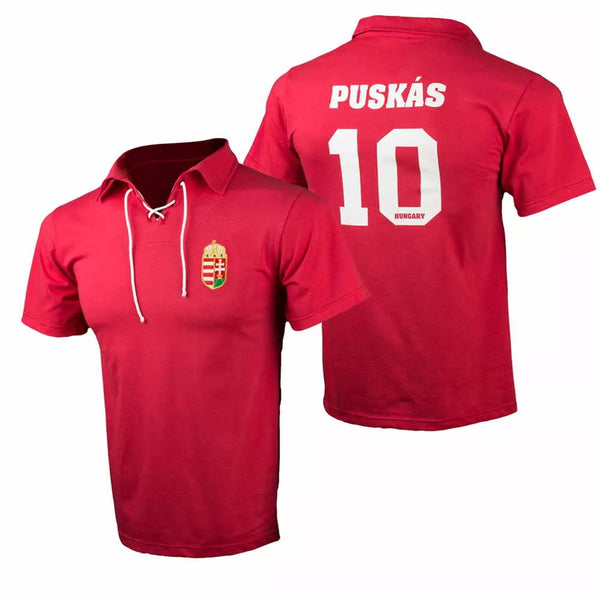 Puskás retro jersey with coat of arms of the Republic of Hungary