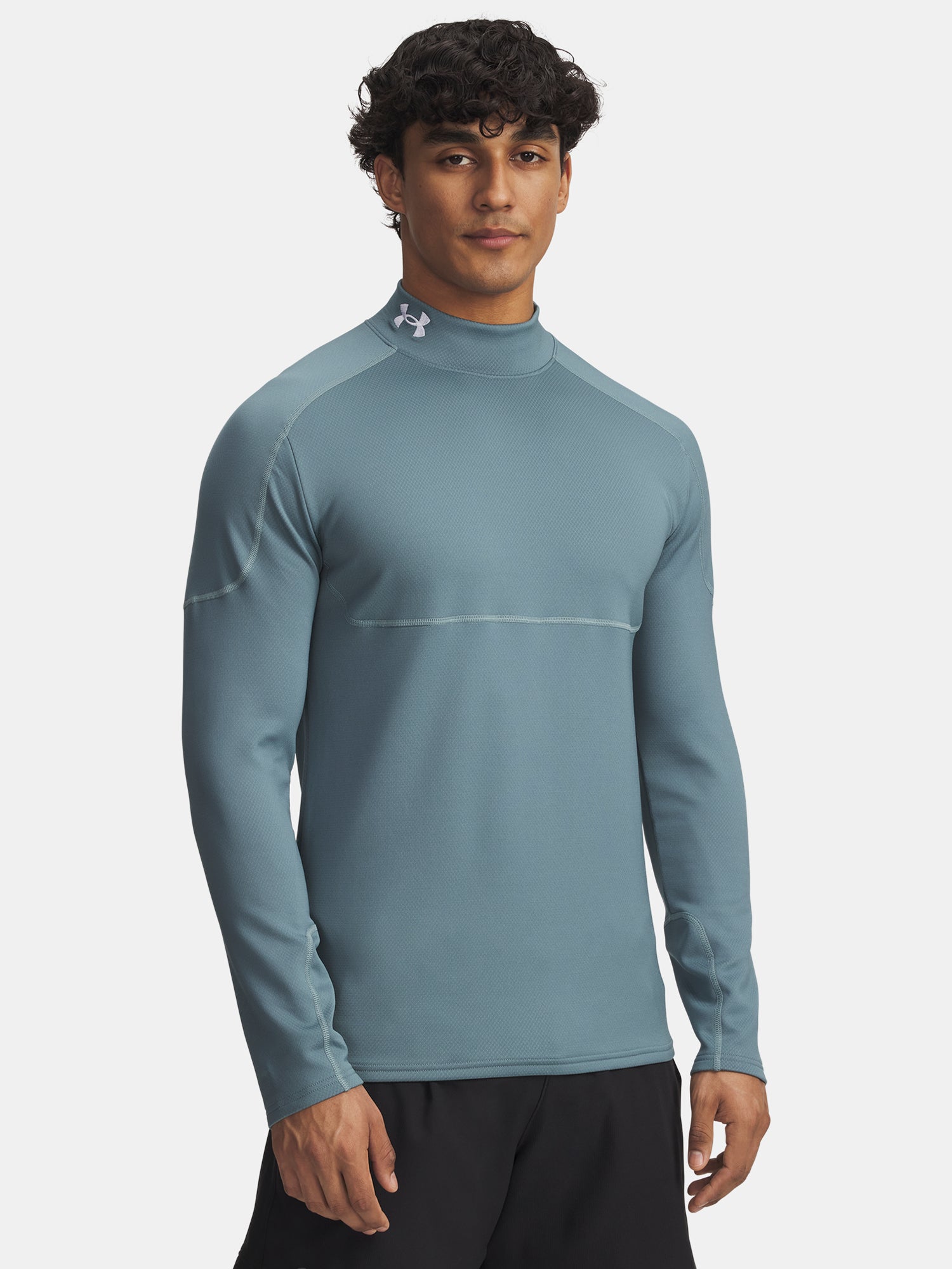 Under Armour Cold Weather Grid LS Mock-BLU férfi póló