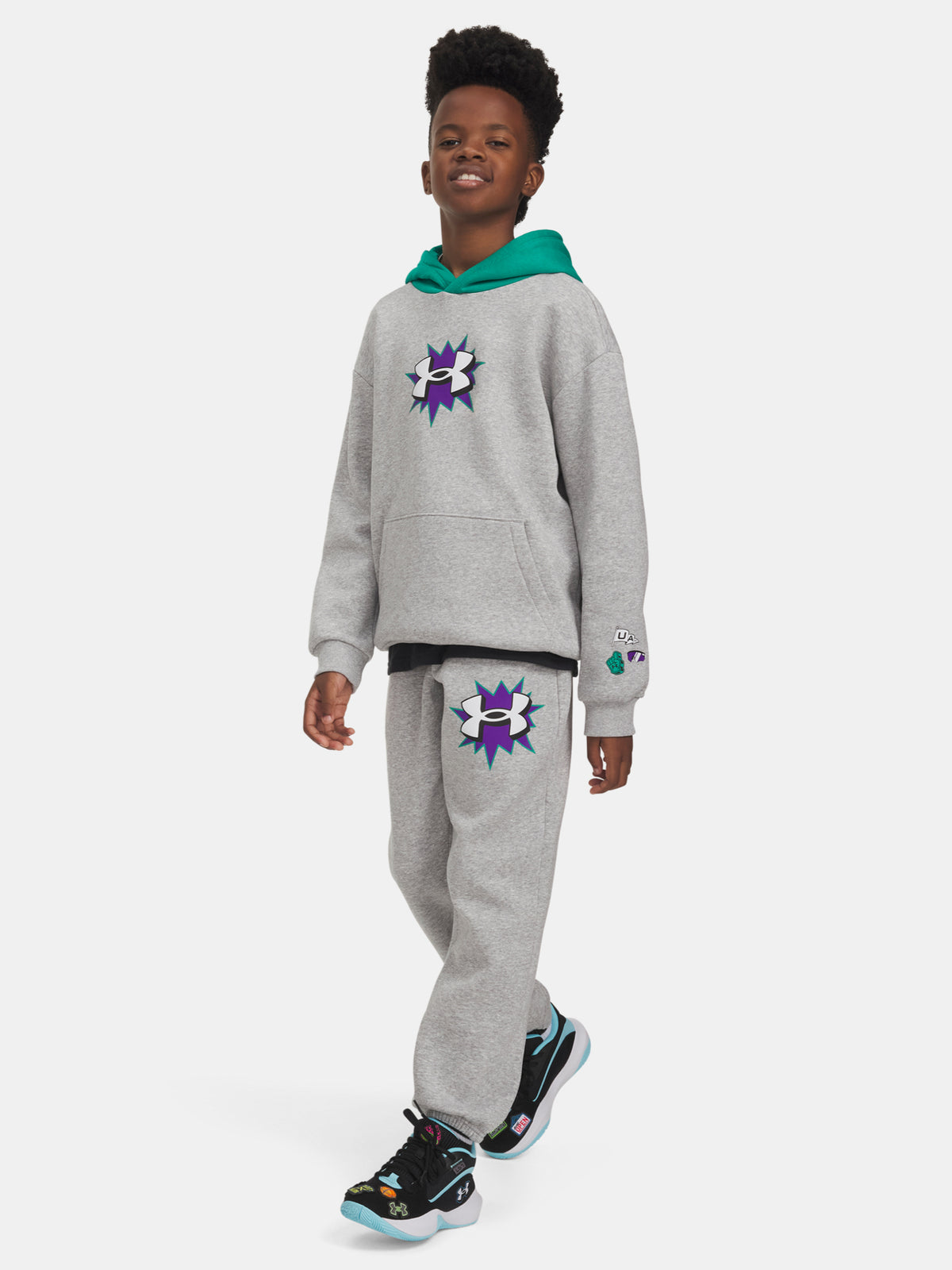 Fiú Under Armour UA B RIVAL FLC GRAPHICS JGR melegítõnadrág