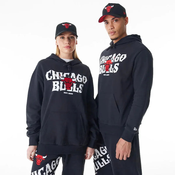 New Era Chicago Bulls NBA Graphic Black Oversized kapucnis pulóver