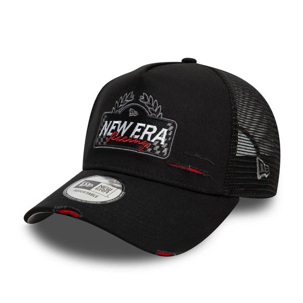 New Era Motorsport Black 9FORTY A-Frame Trucker sapka