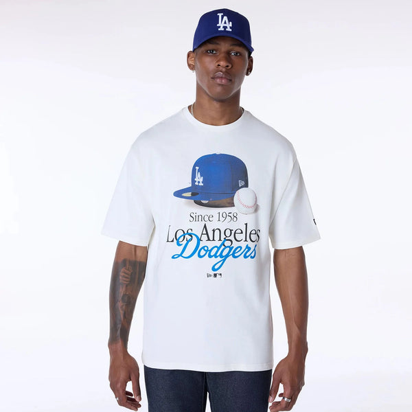 New Era LA Dodgers MLB Script Open White Póló