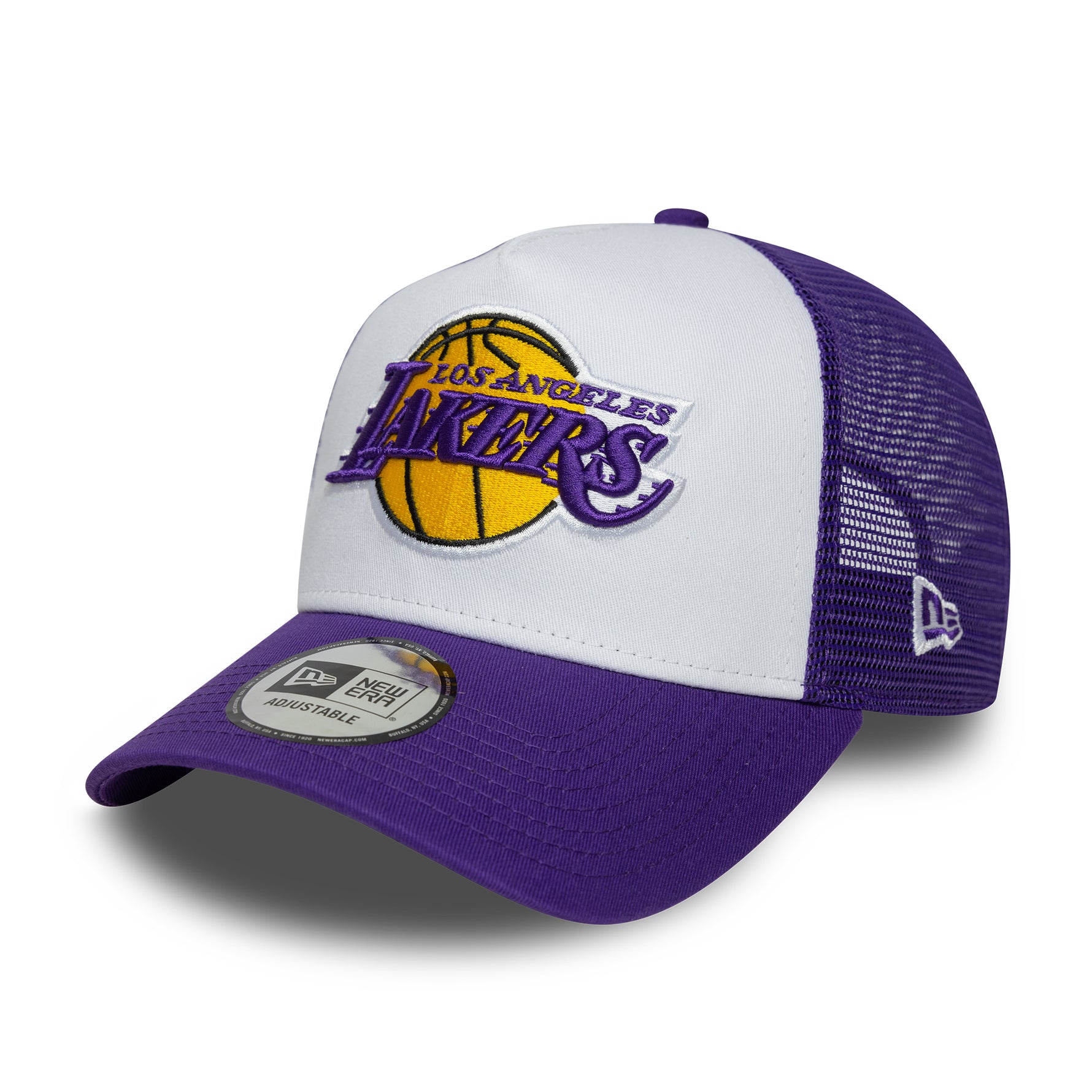New Era LA Lakers Side Patch Purple 9FORTY A-Frame Trucker sapka