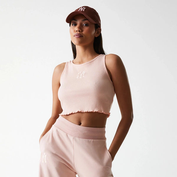 New York Yankees Womens MLB Rib Pastel Pink Rib Tank Top