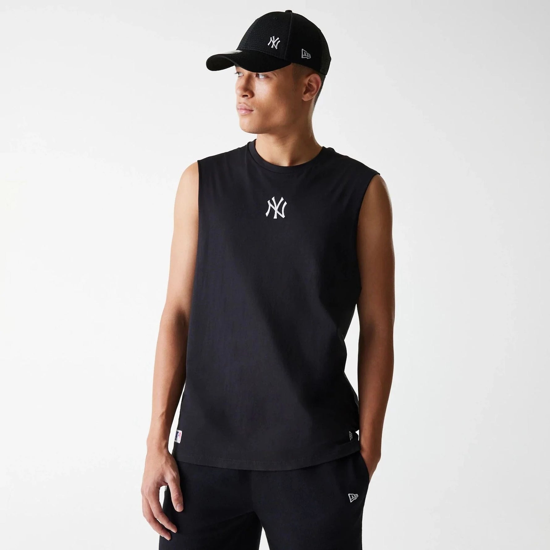 New York Yankees MLB Midi Black Sleeveless Póló