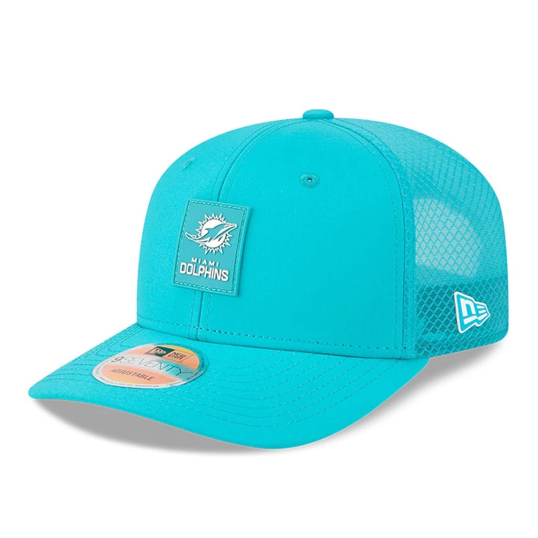 Miami Dolphins NFL Sideline 2025 Turquoise 9SEVENTY Trucker Stretch Snap Adjustable Cap - baseball sapka