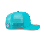 Miami Dolphins NFL Sideline 2025 Turquoise 9SEVENTY Trucker Stretch Snap Adjustable Cap - baseball sapka