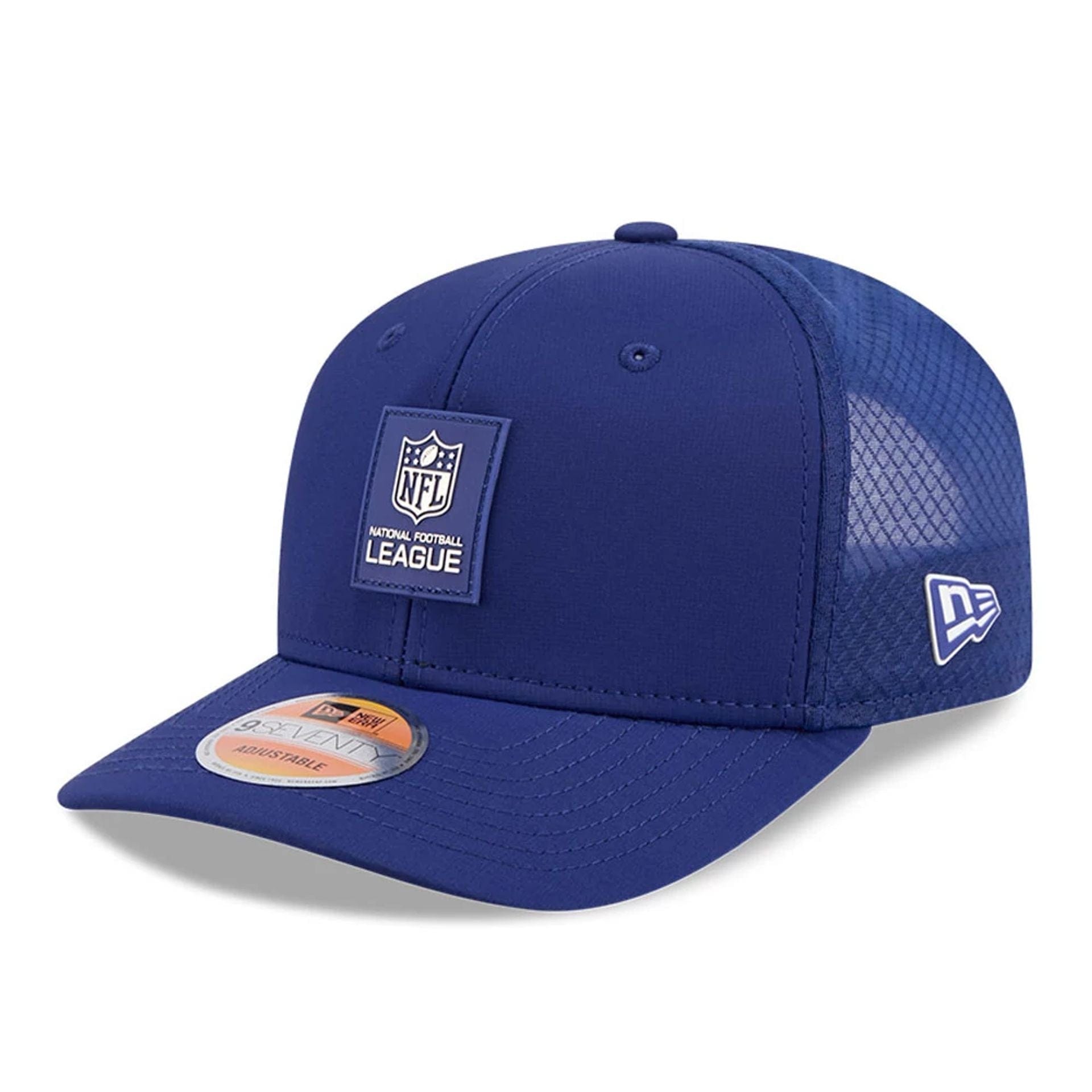 NFL Official Logo NFL Sideline 2025 Blue 9SEVENTY Trucker Stretch Snap Adjustable Cap - baseball sapka