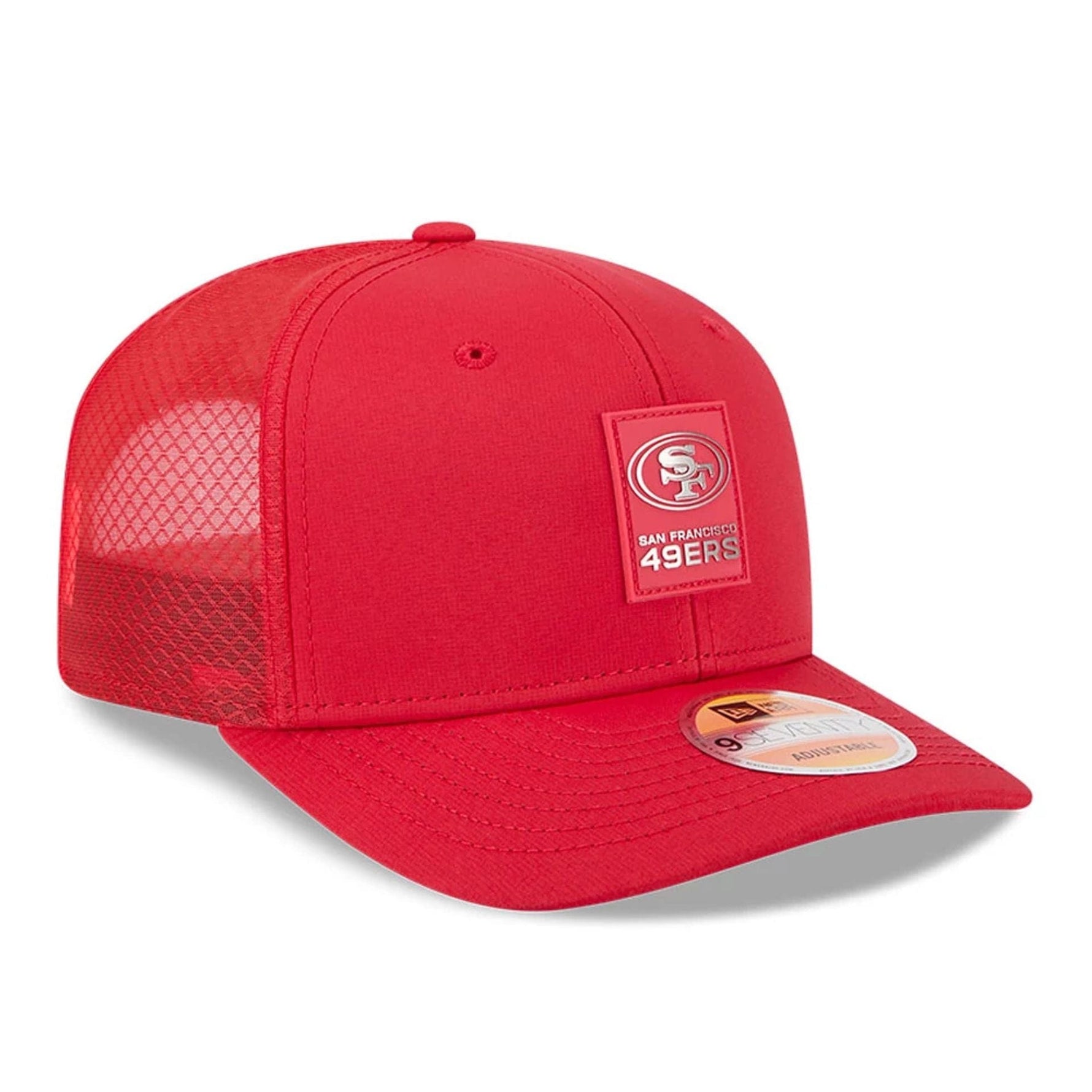 San Francisco 49ers NFL Sideline 2025 Red 9SEVENTY Trucker Stretch Snap Adjustable Cap - baseball sapka