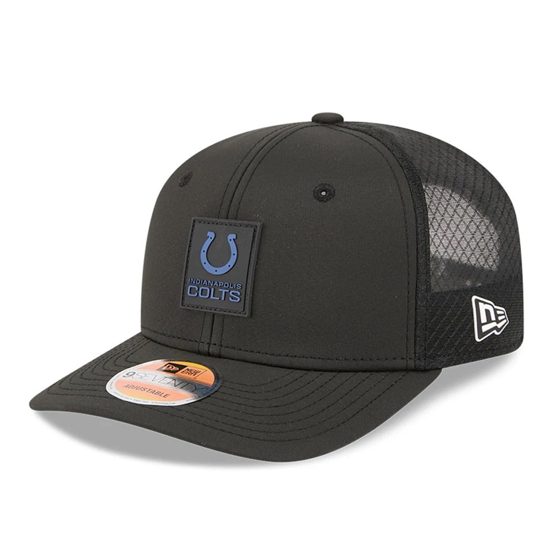 Indianapolis Colts NFL Sideline 2025 Black 9SEVENTY Trucker Stretch Snap Adjustable Cap - baseball sapka