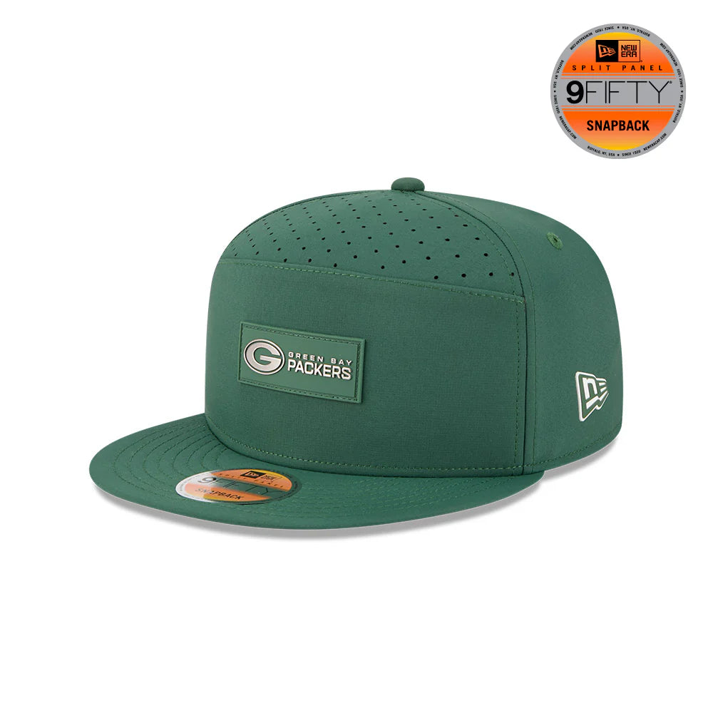 New Era Men's Green Green Bay Packers 2025 Sideline Split Panel 9FIFTY Snapback - baseball sapka