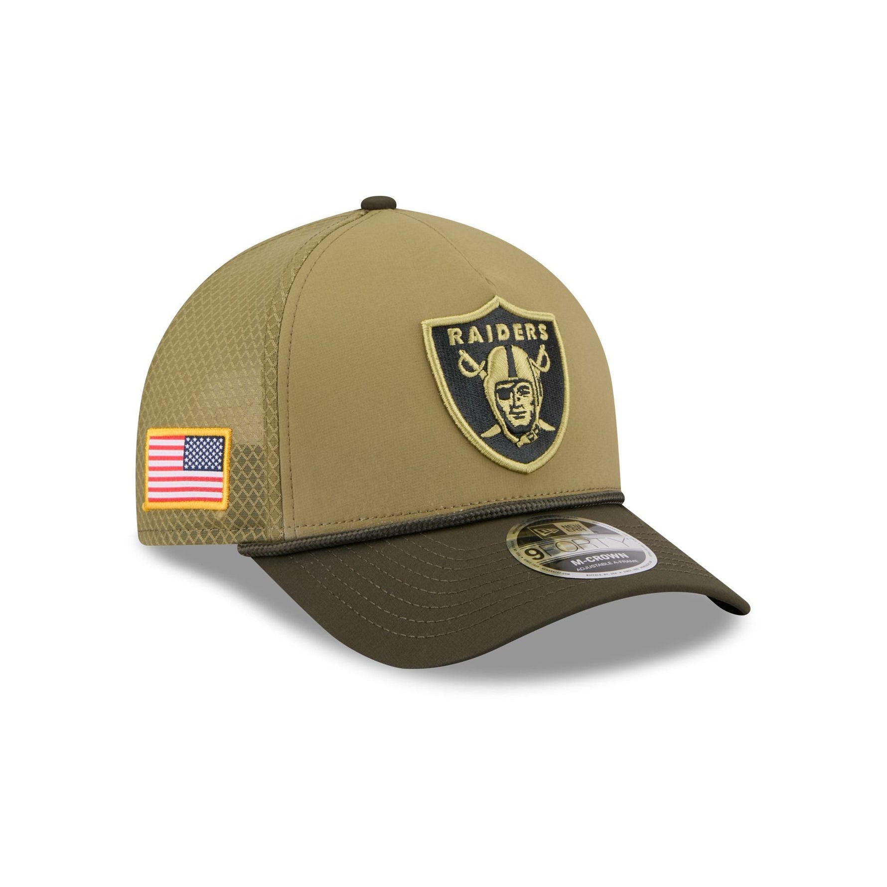 Las Vegas Raiders 2025 Salute to Service 9FORTY M-Crown A-Frame Trucker Hat - baseball sapka