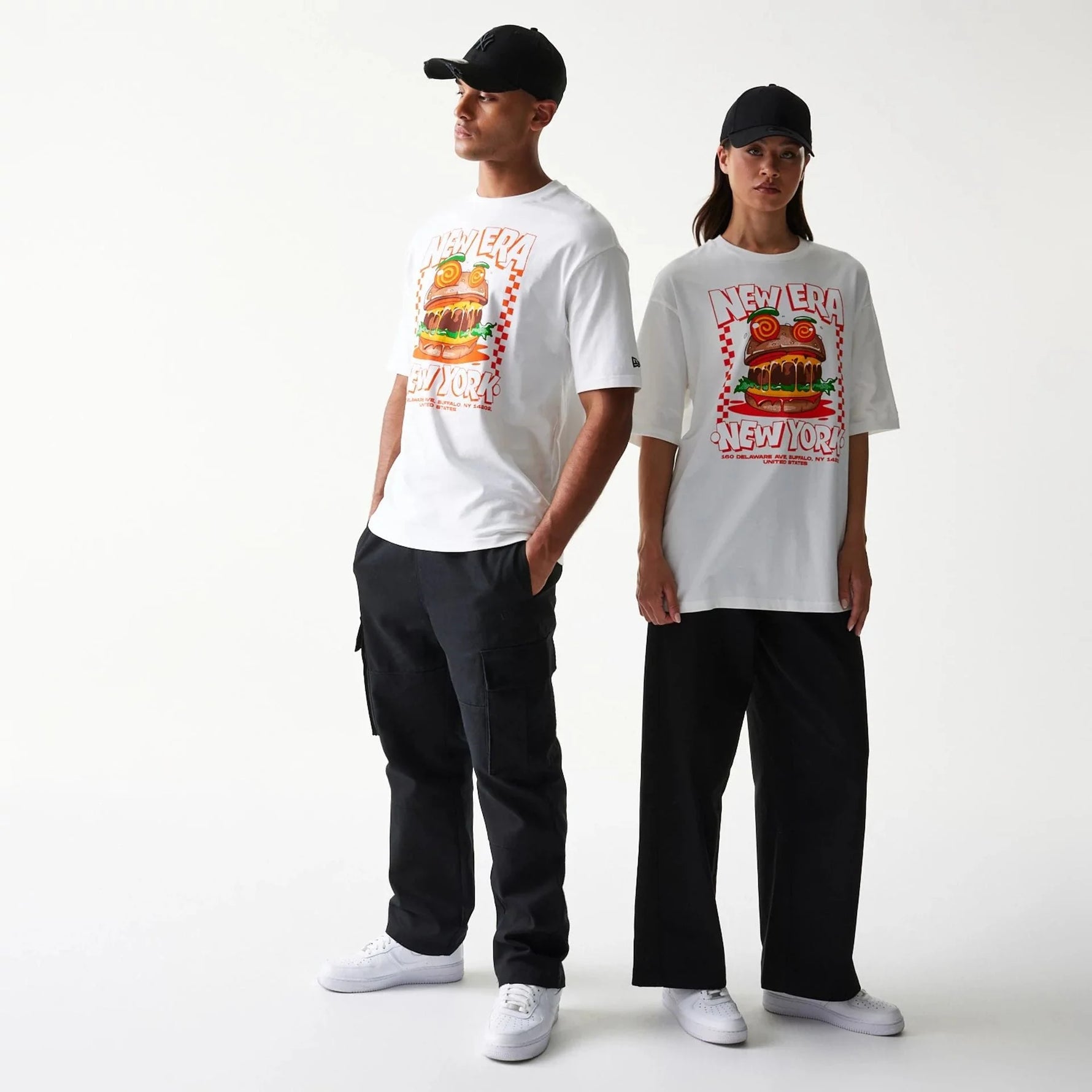 New Era Burger Food Graphic White Oversized Póló