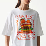 New Era Burger Food Graphic White Oversized Póló