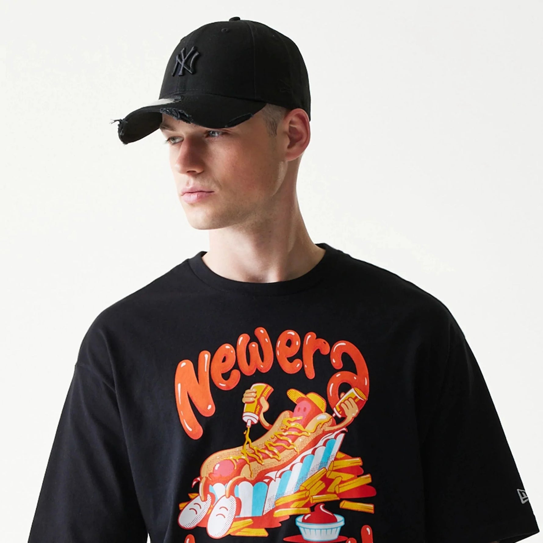 New Era Hotdog Food Graphic Black Oversized Póló