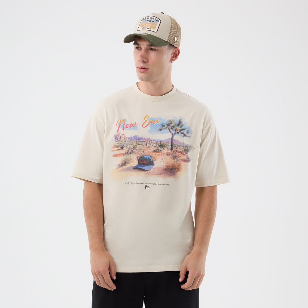 New Era Dessert Graphic Light Beige Oversized póló