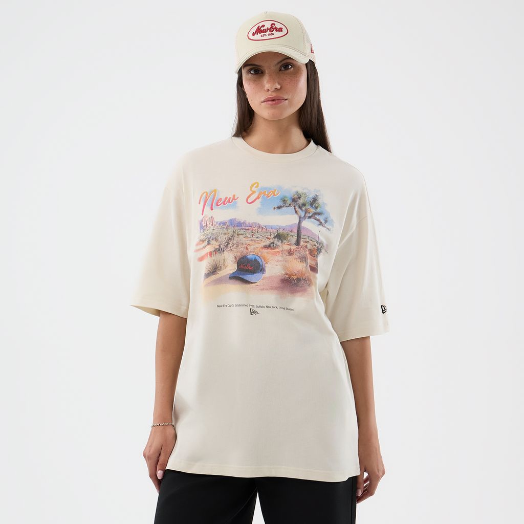 New Era Dessert Graphic Light Beige Oversized póló