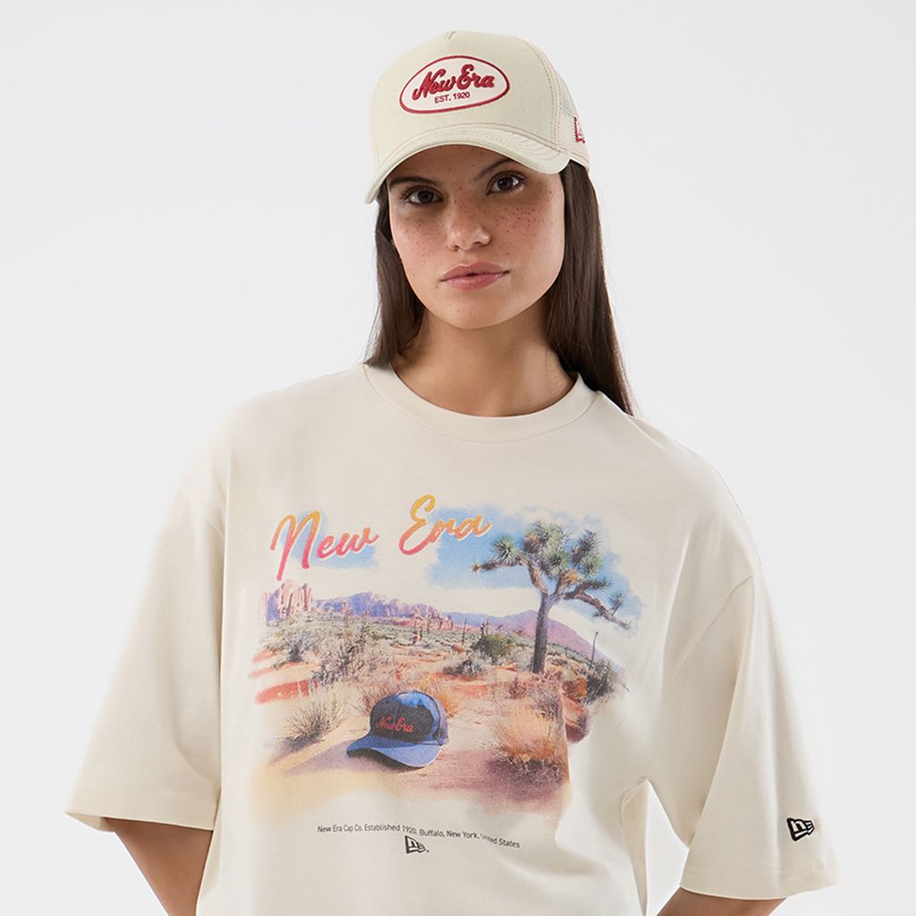 New Era Dessert Graphic Light Beige Oversized póló