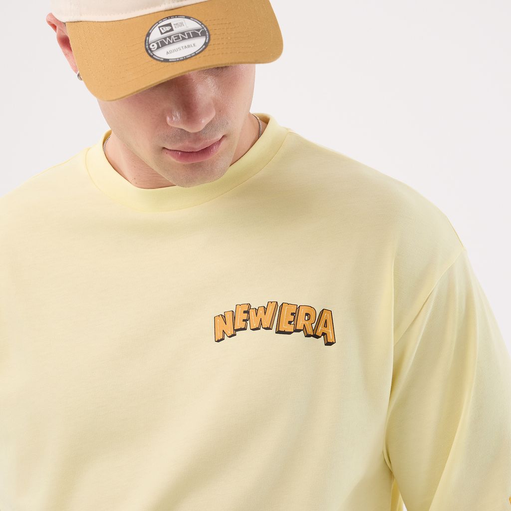New Era Fun Beach Party Graphic Pastel Yellow Oversized póló