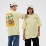 New Era Fun Beach Party Graphic Pastel Yellow Oversized póló