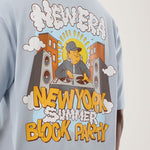 New Era Fun Block Party Graphic Pastel Blue Oversized póló