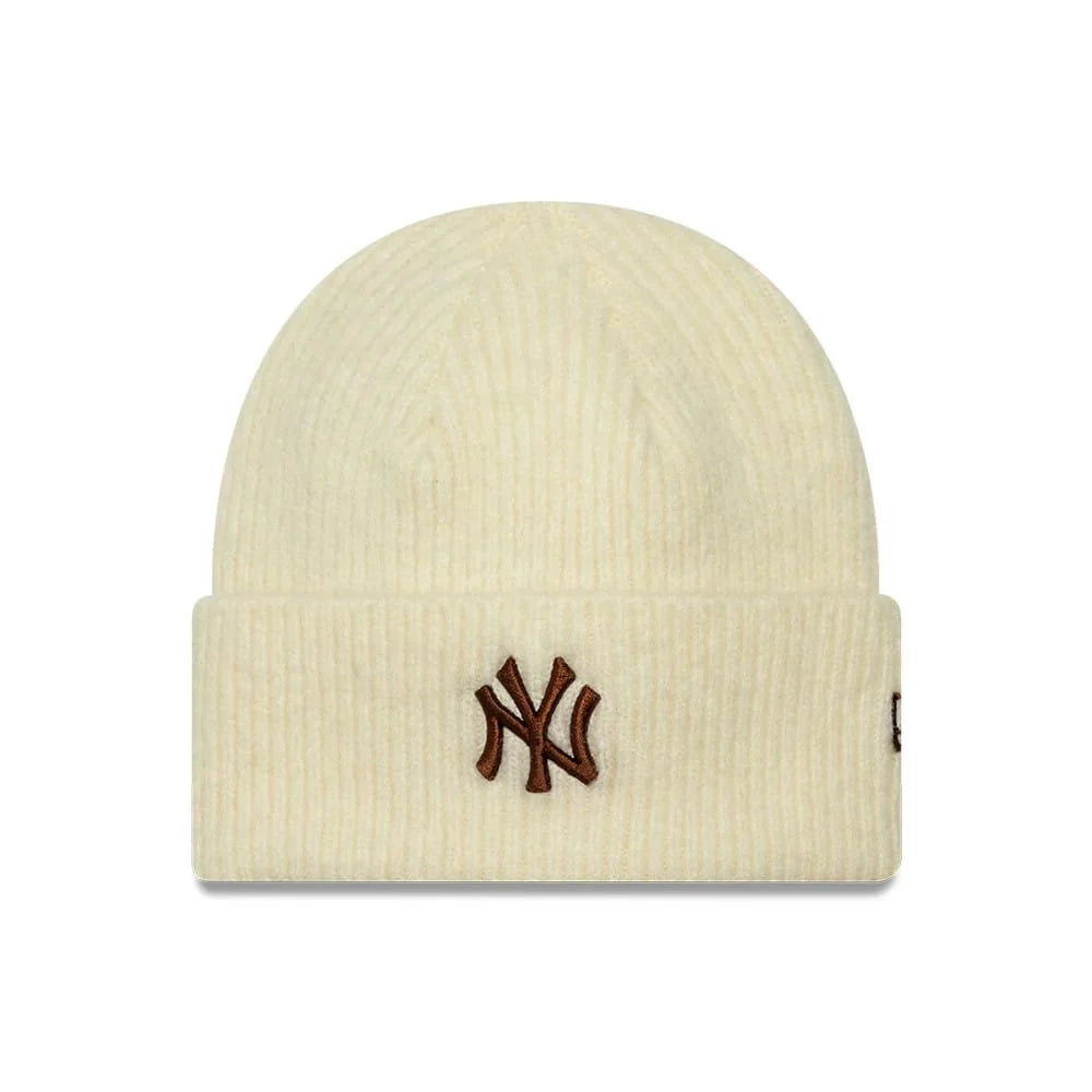 New York Yankees Womens MLB Wide Cream Cuff Knit Beanie női kötött sapka