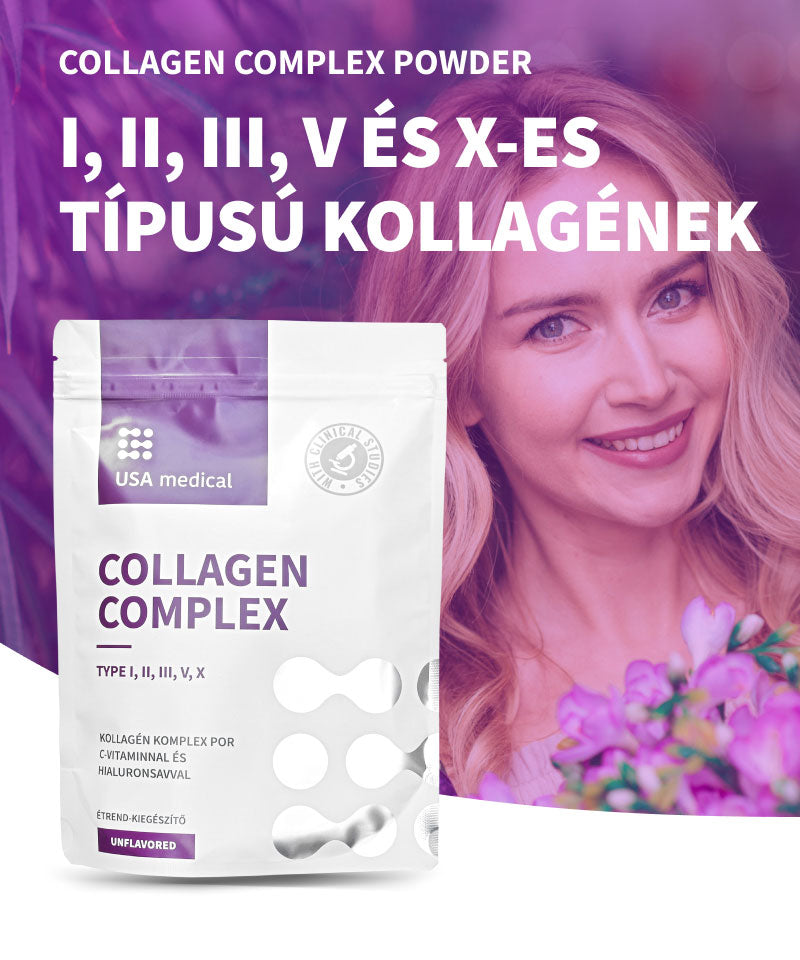 UsaMedical Collagen Complex – I, II, III, V, X – kollagén por 240 g