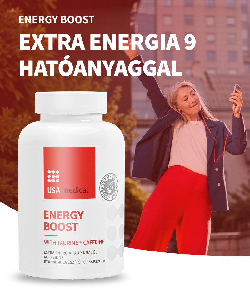 UsaMedical Energy Boost taurinnal és koffeinnel kapszula 60 db